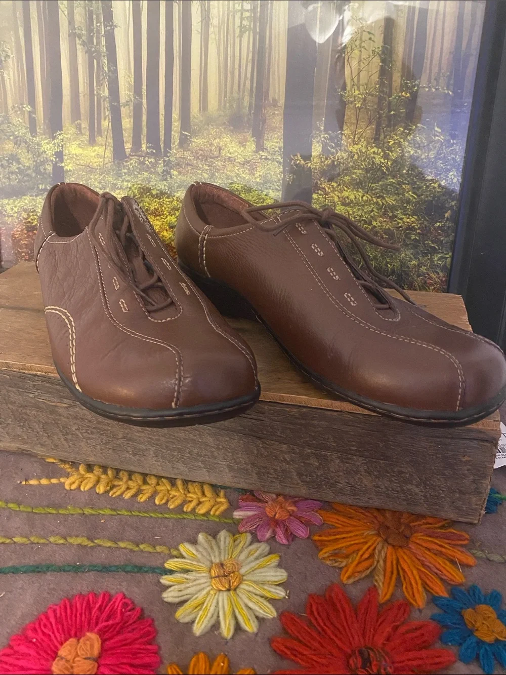 Clarks Brown Leather Casual Women's Flats